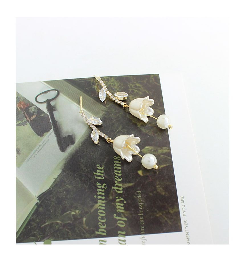 Tulip Earring Dangle Alloy Rhinestone