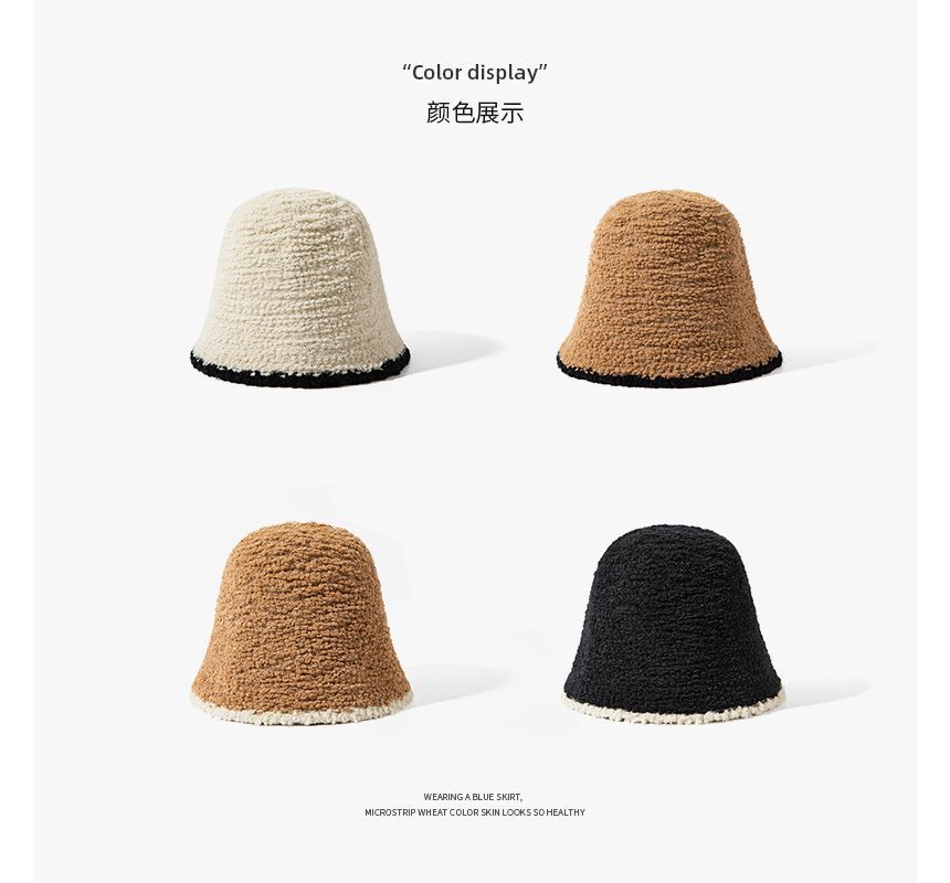 Trim Hat Knit Bucket Contrast