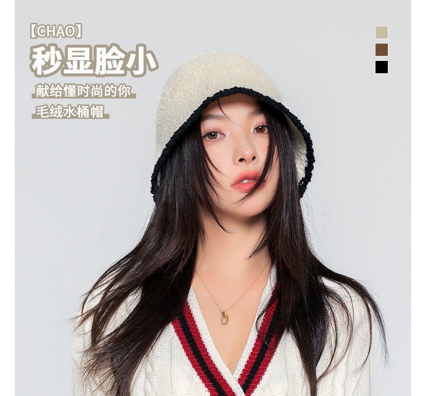 Trim Hat Knit Bucket Contrast