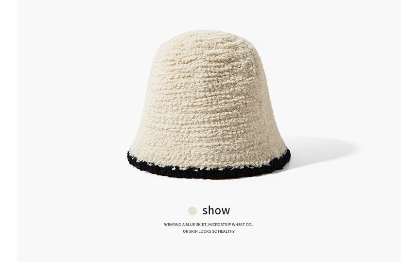 Trim Hat Knit Bucket Contrast