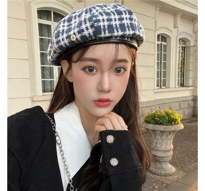 Plaid Beret Hat