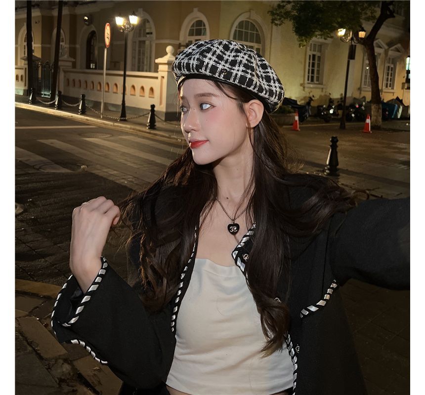 Plaid Beret Hat
