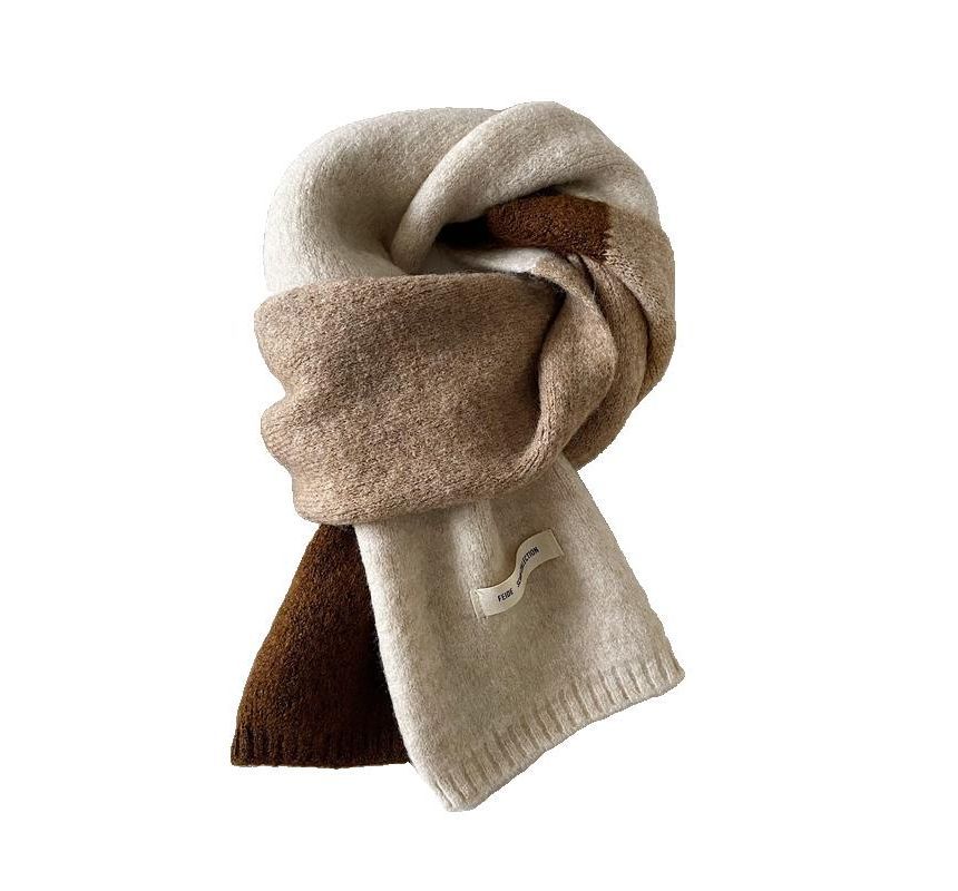 Applique Lettering Block Knit Scarf Color