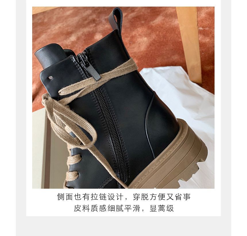 Color Block Short Boots Chunky-Heel