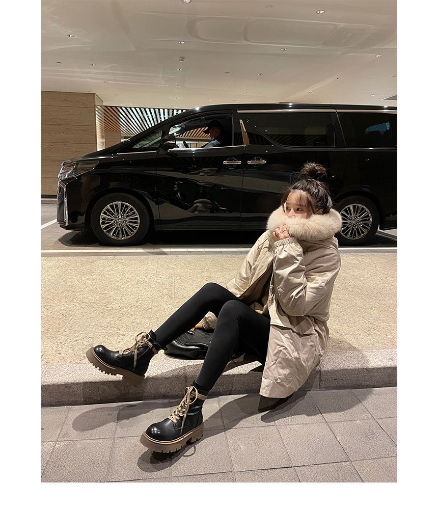 Color Block Short Boots Chunky-Heel