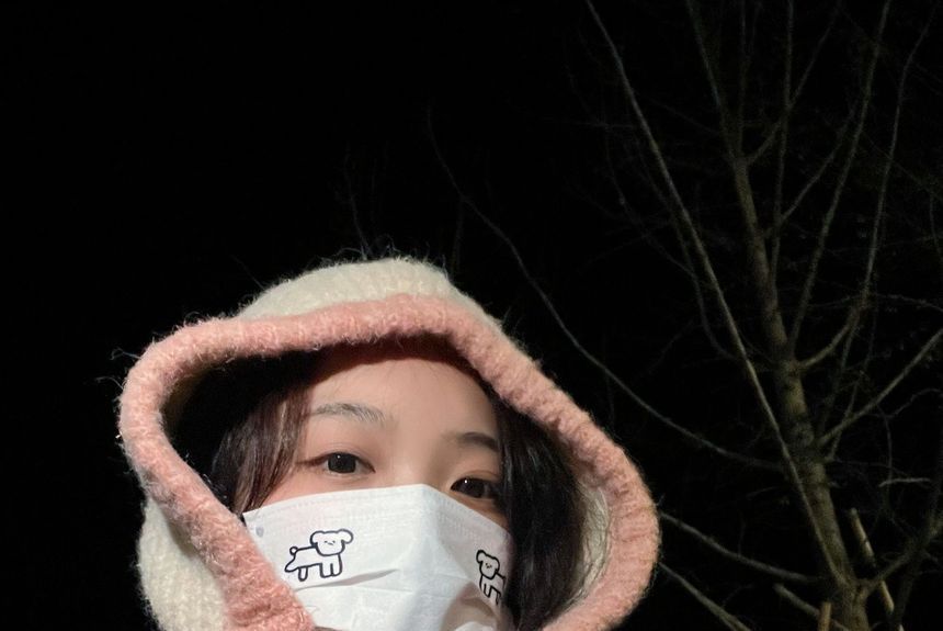 Hat Knit Two-Tone Balaclava