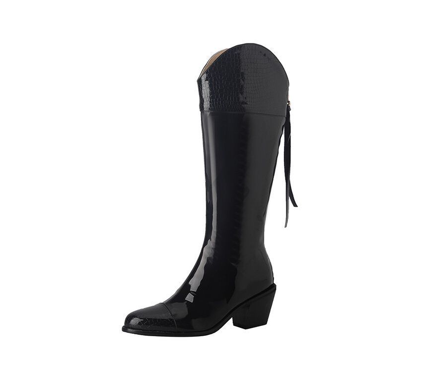 Pointed Heel Tall Boots Chunky