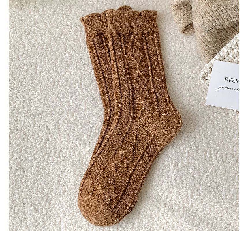 Plain Cable Knit Short Socks Set