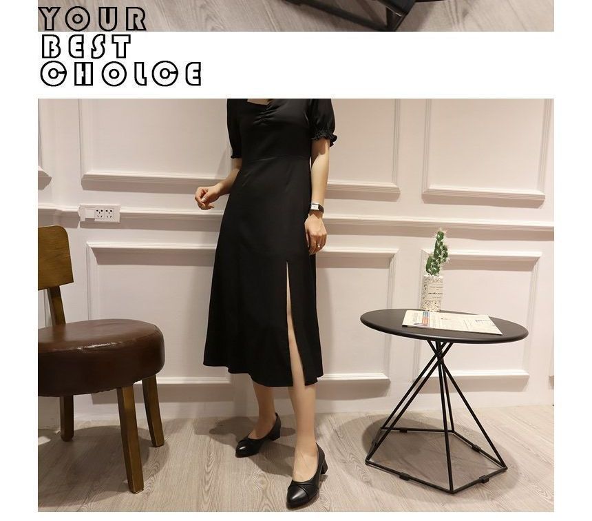 Heel Pumps Faux Leather Chunky