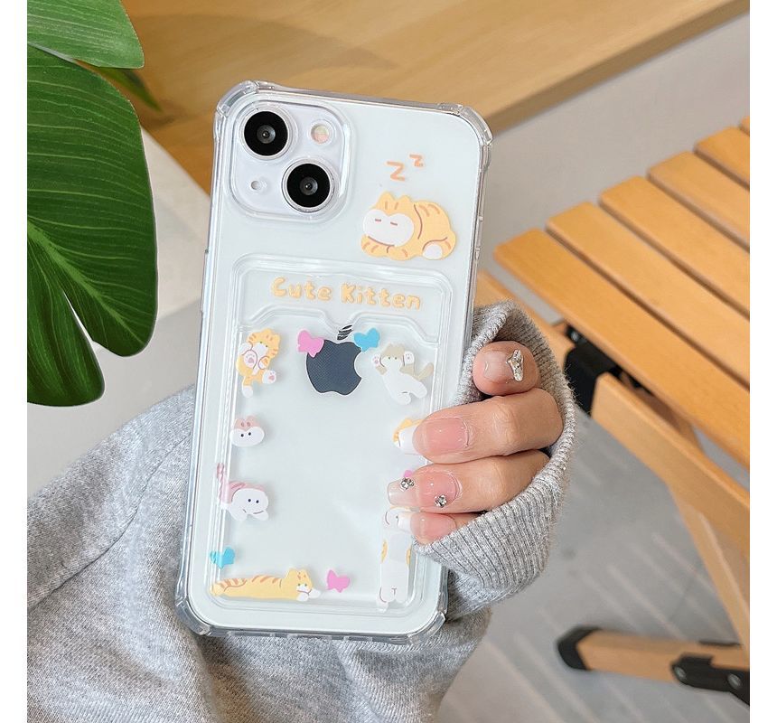 Print Cat Case Holder Card Phone