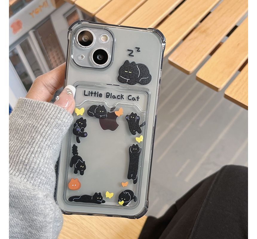 Print Cat Case Holder Card Phone
