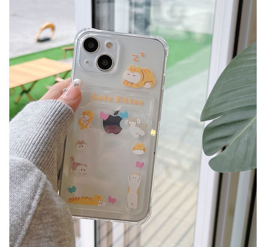 Print Cat Case Holder Card Phone