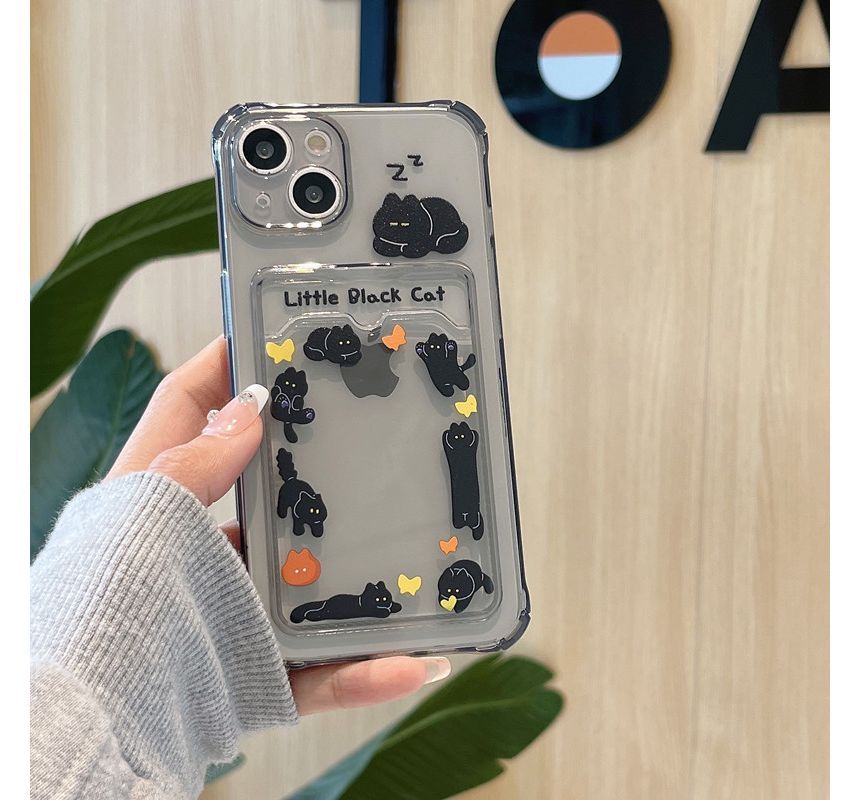 Print Cat Case Holder Card Phone