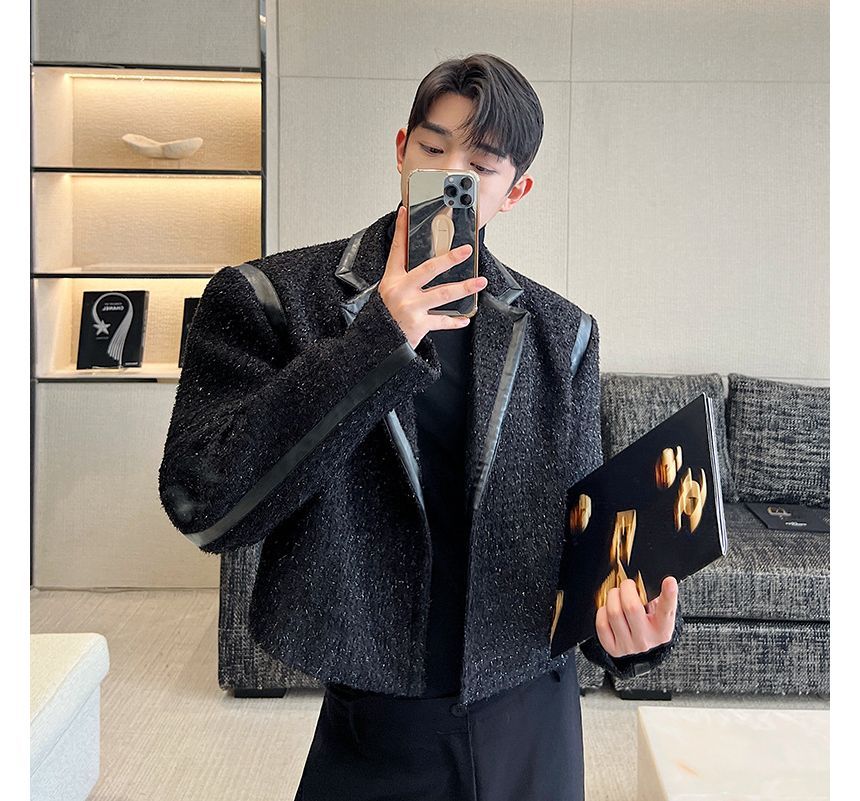 Long-Sleeve Tweed Cropped Jacket