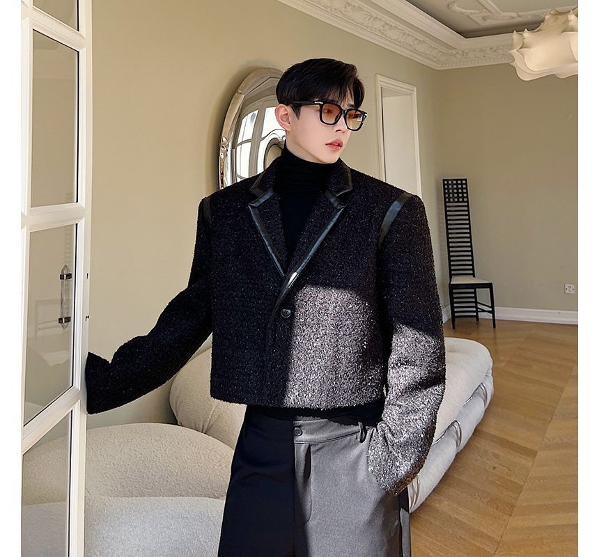 Long-Sleeve Tweed Cropped Jacket