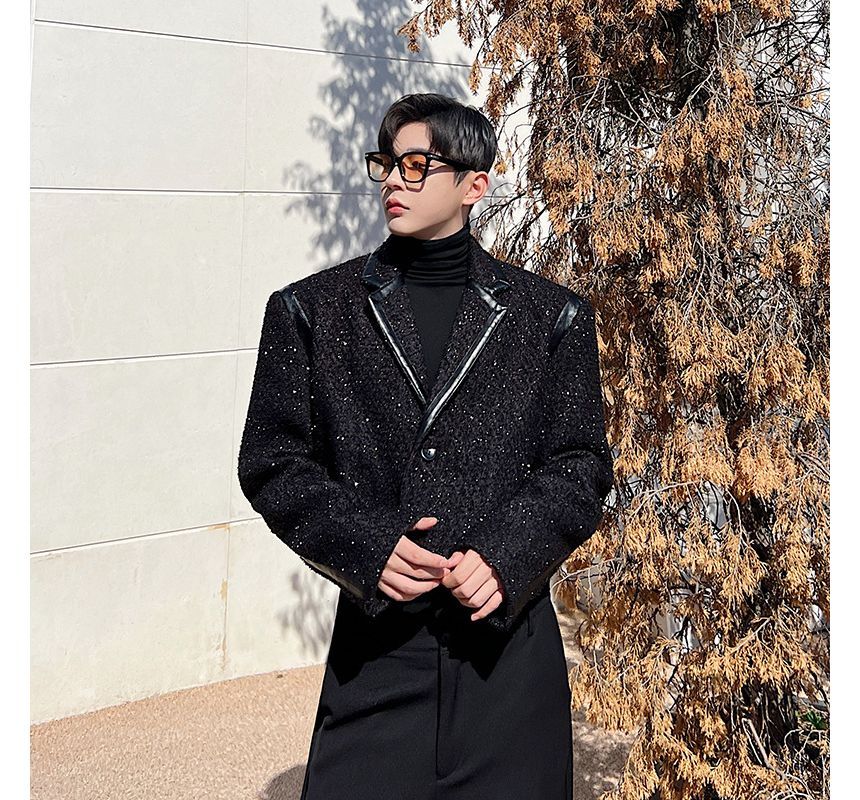 Long-Sleeve Tweed Cropped Jacket