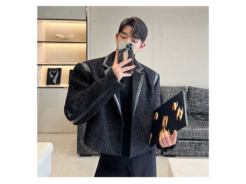 Long-Sleeve Tweed Cropped Jacket