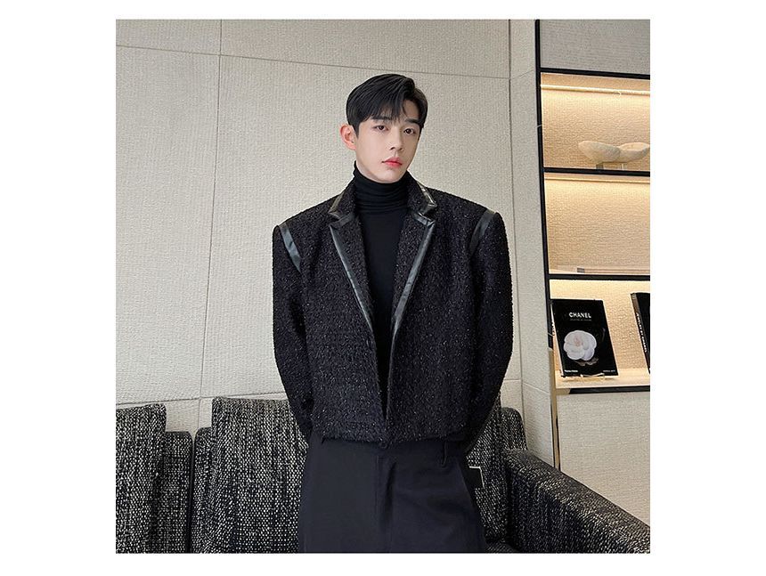 Long-Sleeve Tweed Cropped Jacket