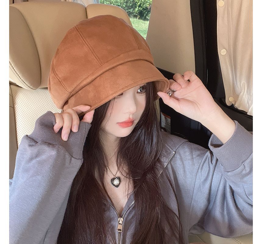 Newsboy Suede Faux Plain Cap