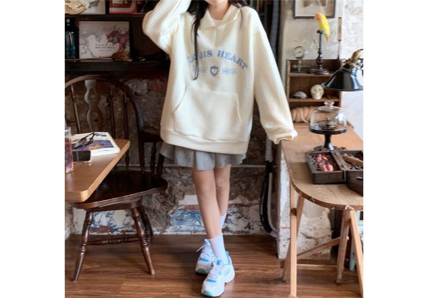Embroidered Oversized Letter Collar Sweatshirt