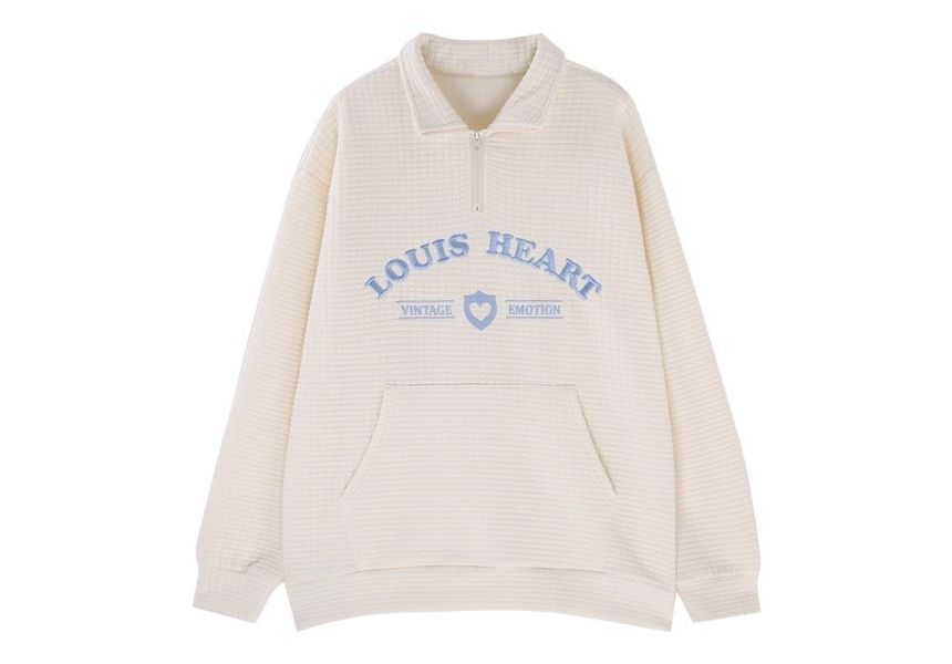 Embroidered Oversized Letter Collar Sweatshirt