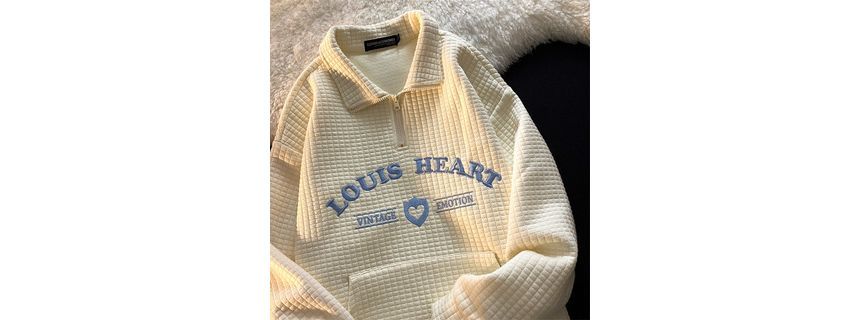 Embroidered Oversized Letter Collar Sweatshirt