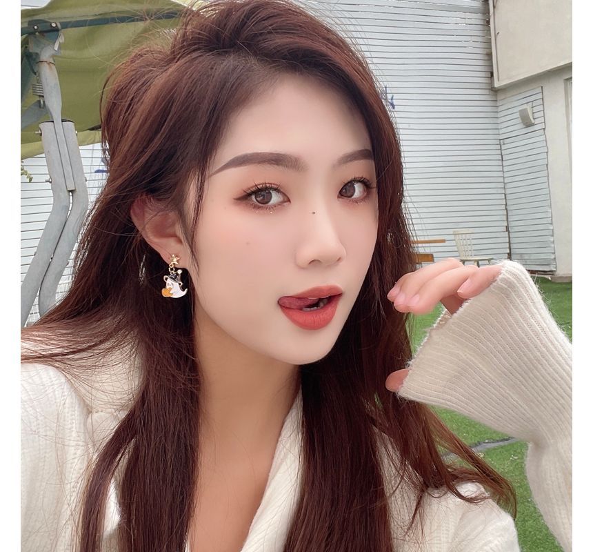 Drop Halloween Earring Clip / Enamel On