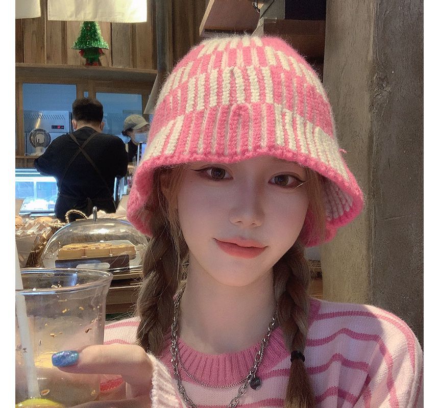 Bucket Knit Hat Striped
