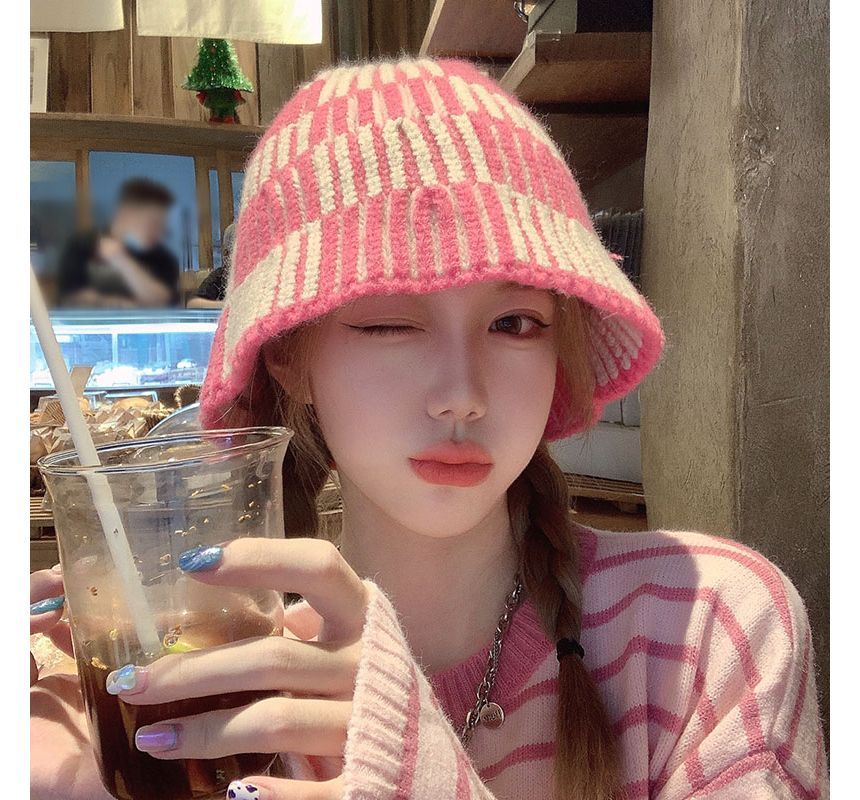 Bucket Knit Hat Striped