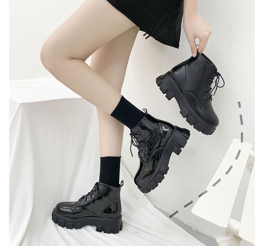 Short Boots Lace-Up Platform