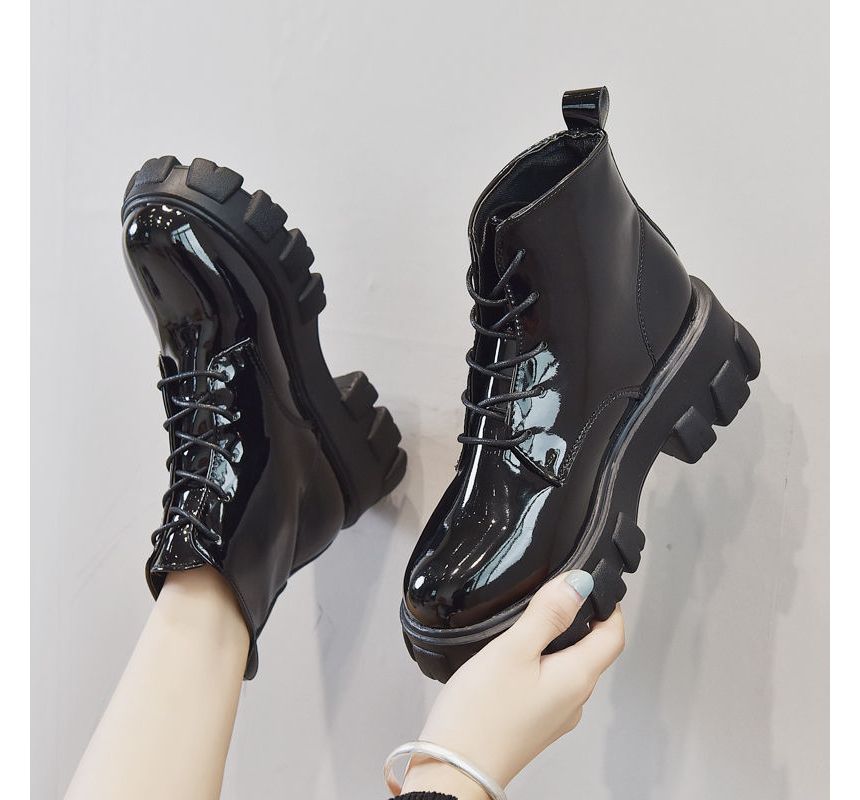 Short Boots Lace-Up Platform