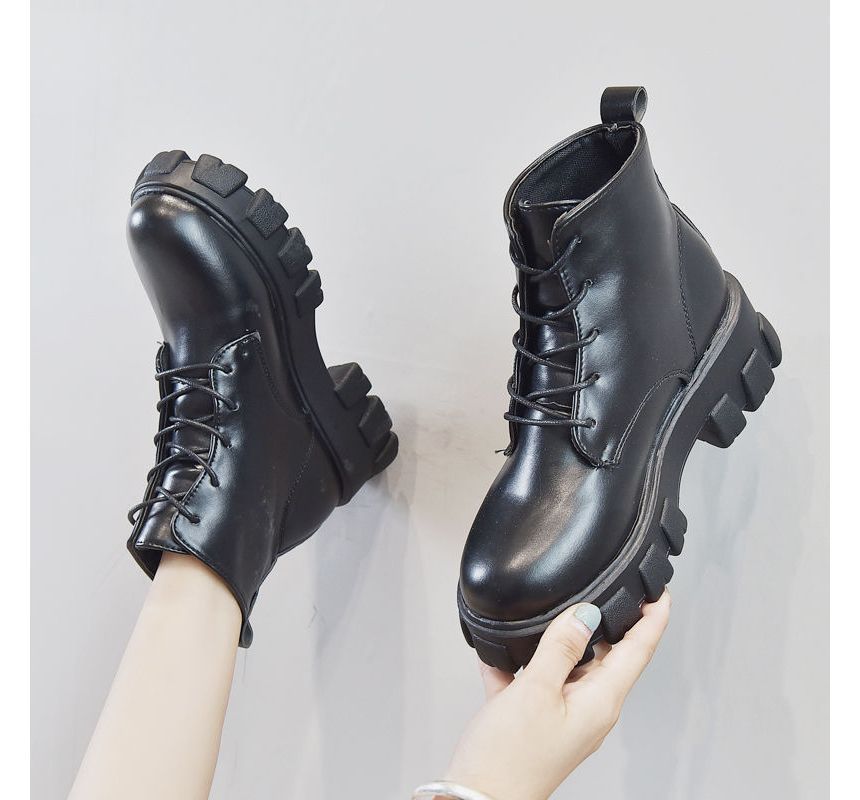 Short Boots Lace-Up Platform