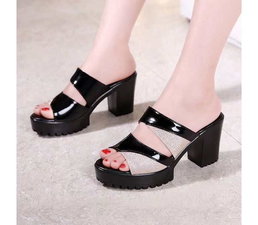 Slide Block-Heel Platform Sandals