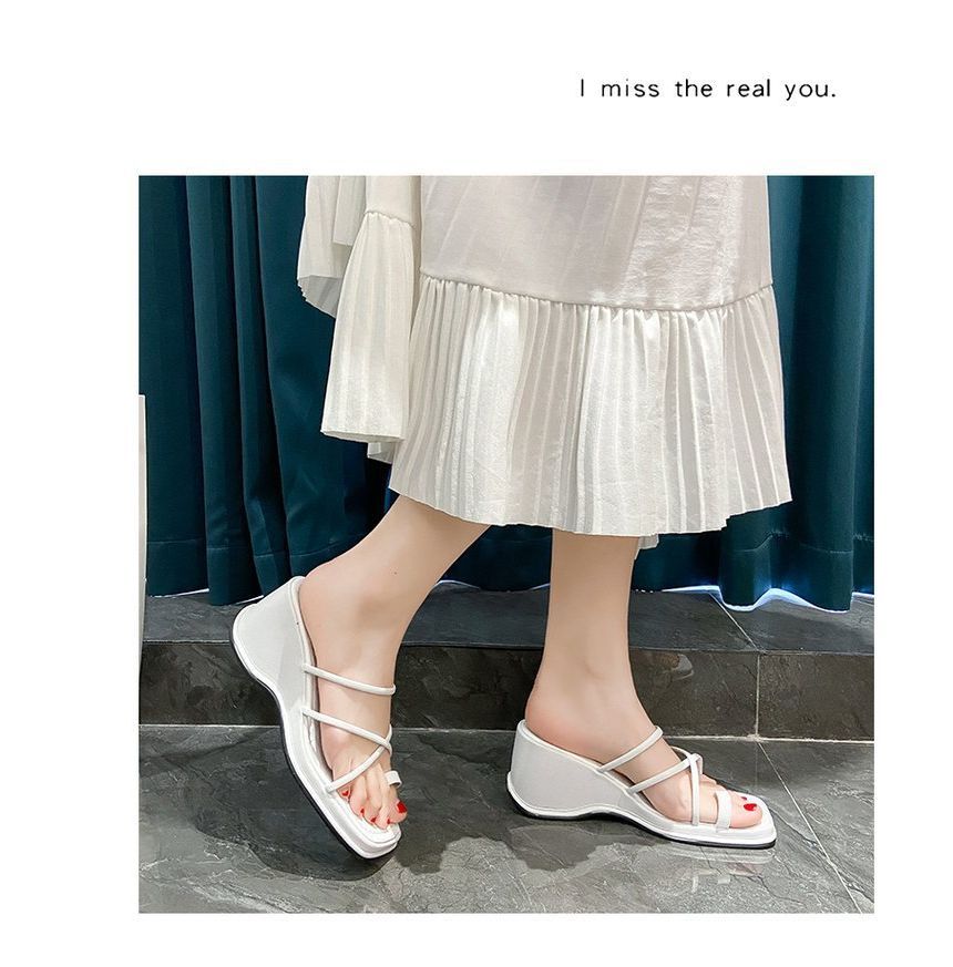 Sandals Wedge-Heel Loop Toe