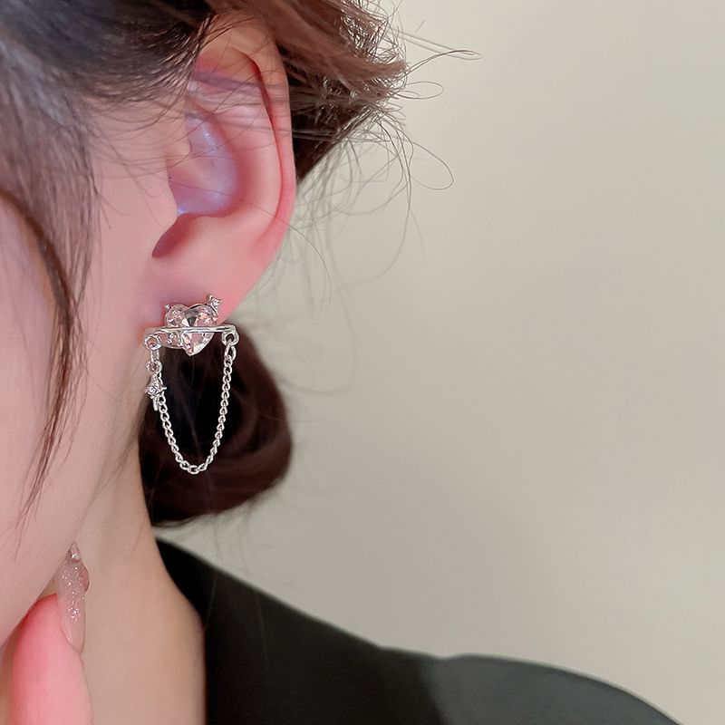 Dangle Earring Heart Rhinestone