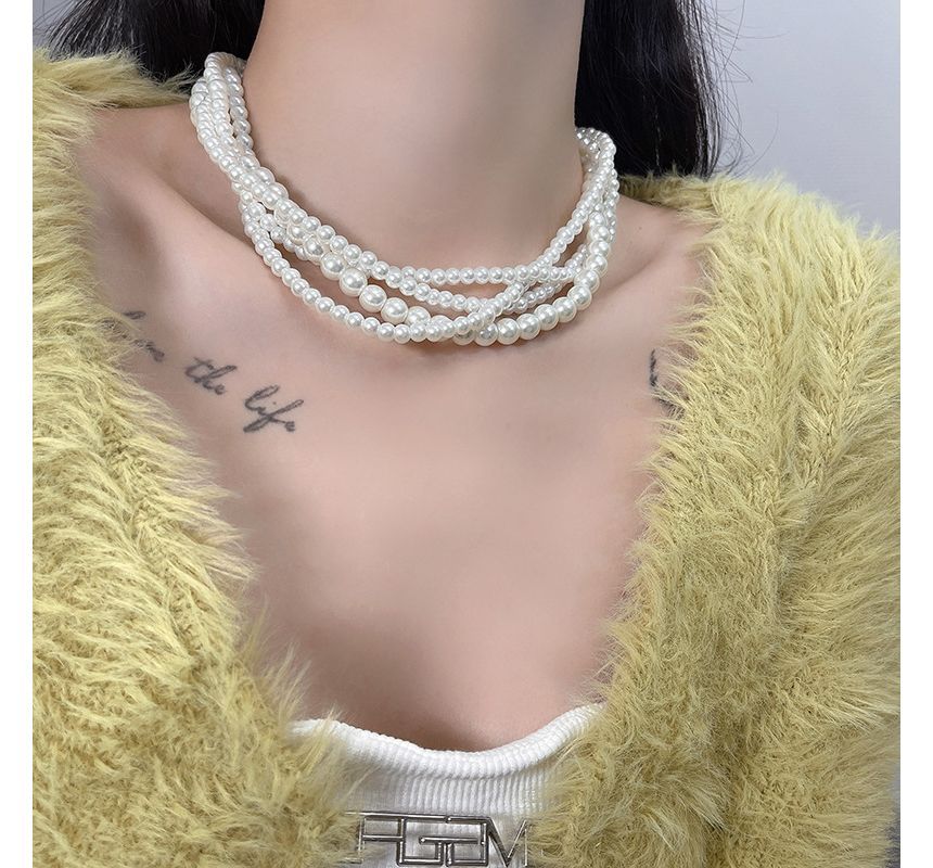 Pearl Faux Layered Choker