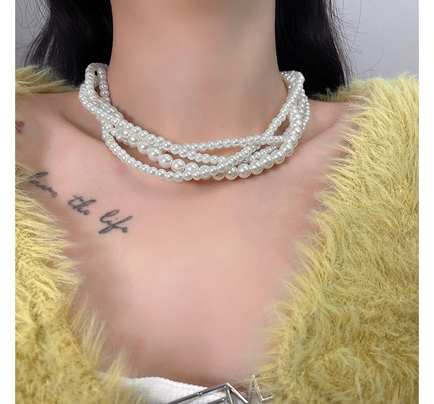 Pearl Faux Layered Choker