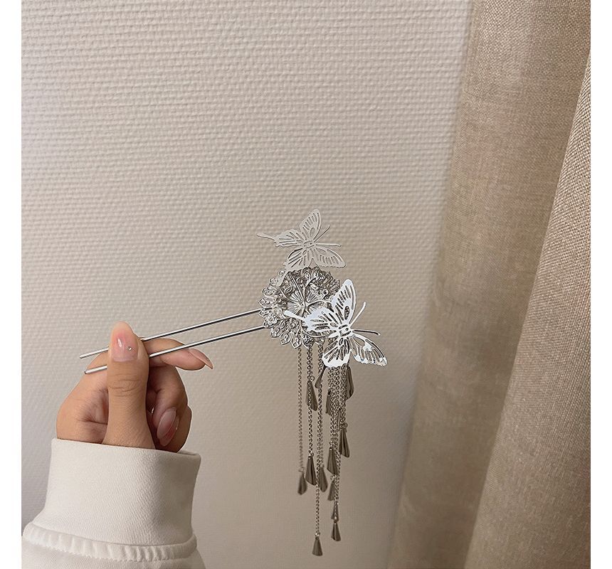 Fringed Alloy Hair Stick Butterfly