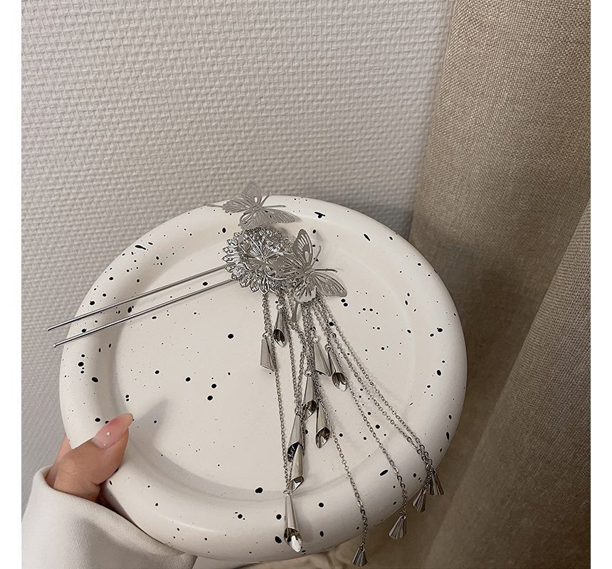 Fringed Alloy Hair Stick Butterfly