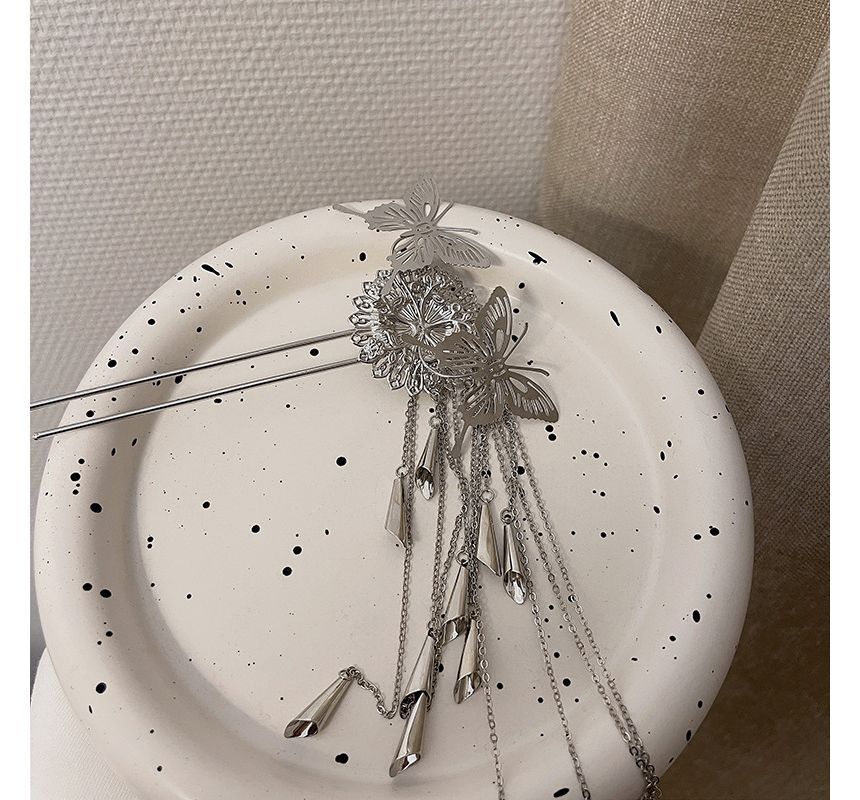 Fringed Alloy Hair Stick Butterfly