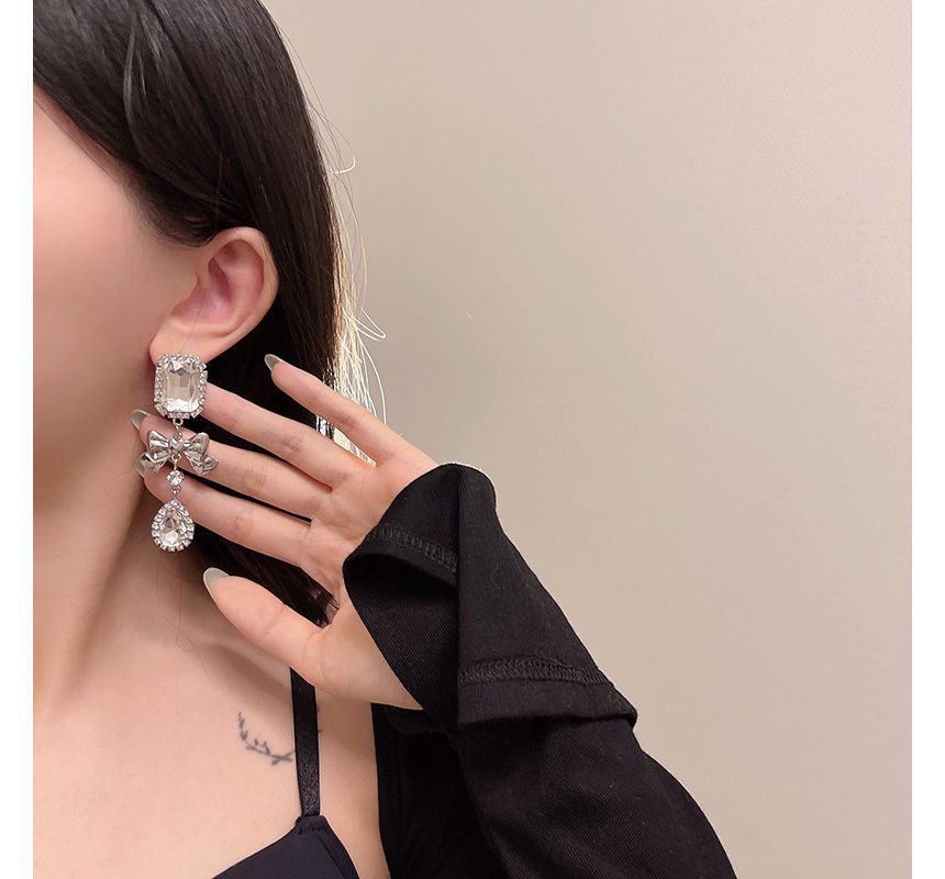 Crystal Earring Dangle Faux Bow
