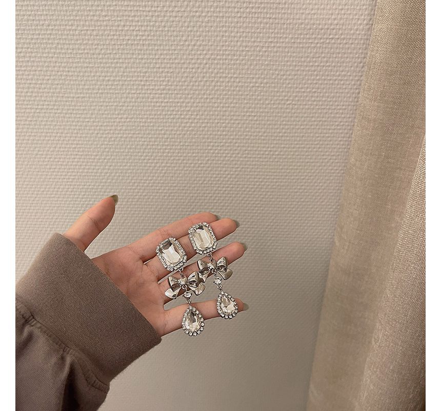 Crystal Earring Dangle Faux Bow