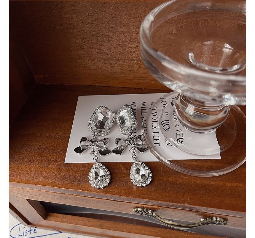 Crystal Earring Dangle Faux Bow