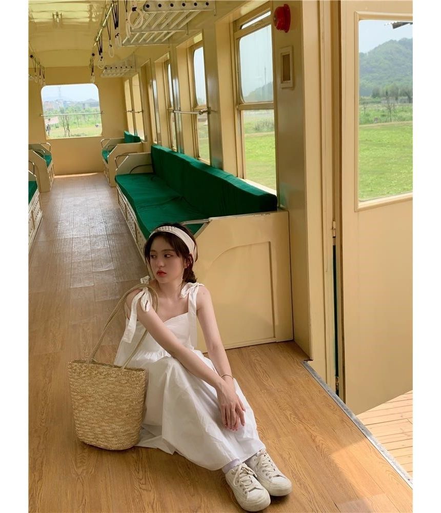 Sundress Spaghetti Strap Plain Midi