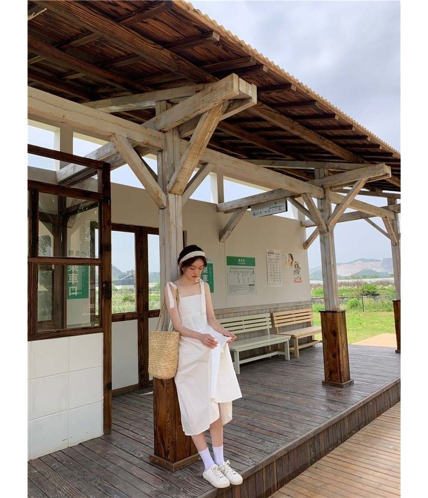 Sundress Spaghetti Strap Plain Midi