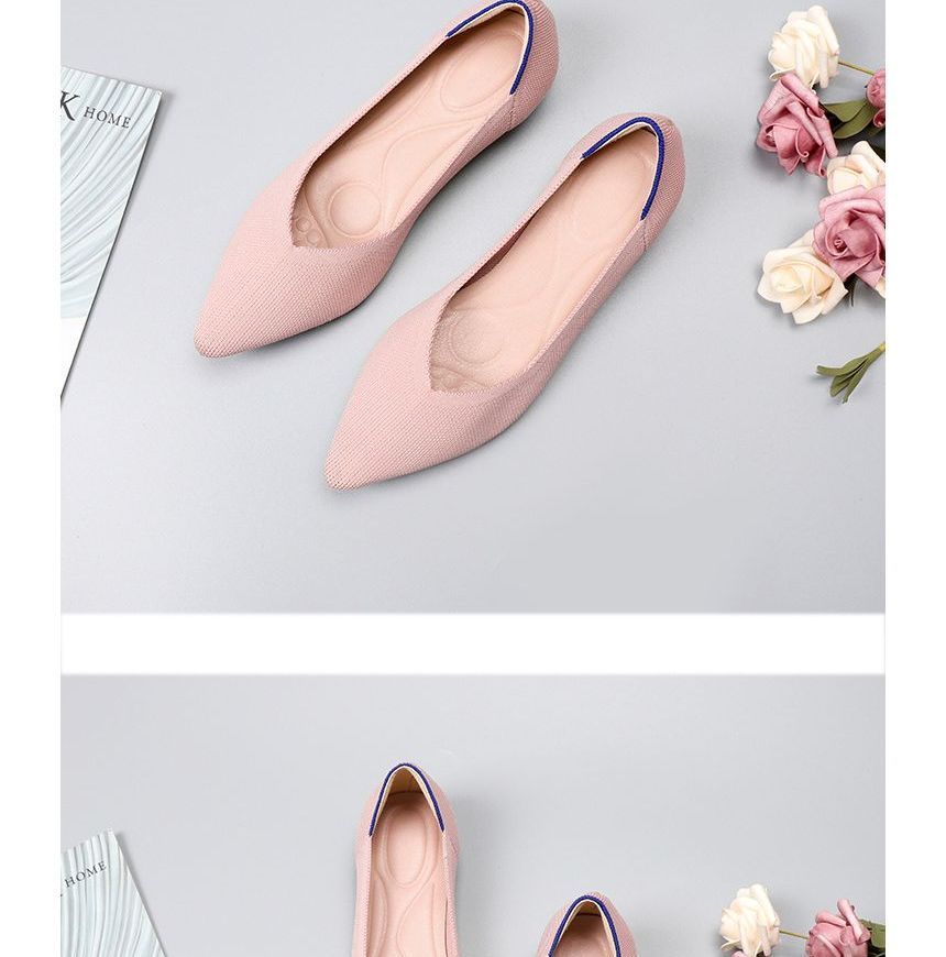 Pointy-Toe Knit Flats