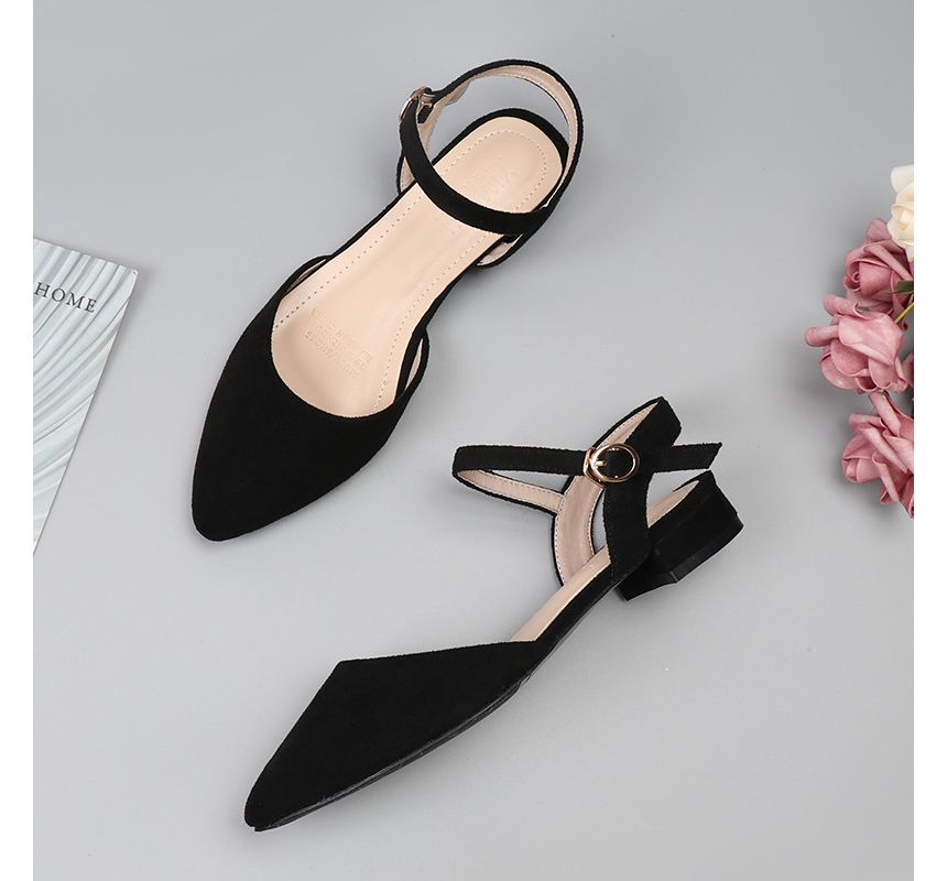 Ankle Strap Chunky Heel Pointy-Toe Sandals