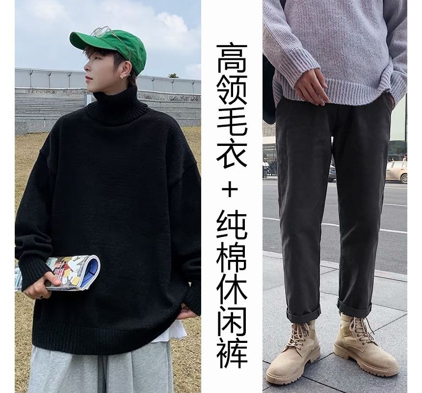 Couple Matching Single Breasted Hooded Woolen Long Coat