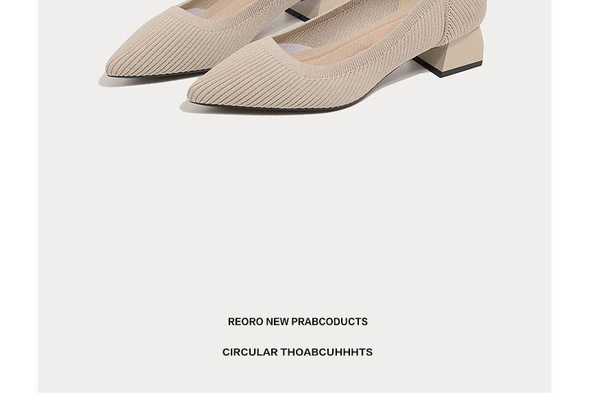 Low-Heel Pointed Pumps Knit