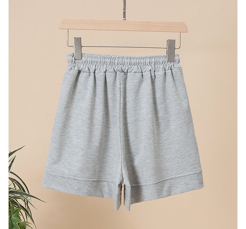 Shorts Label Applique High Plain Waist